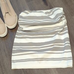 ❤️ 2 for $15 ❤️ Mossimo Striped Gray & White Strapless Top / Crop Top- S/M